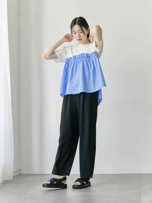 Samansa Mos2 blue「アソートドッキングプルオーバー」|Tシャツ・カットソー|