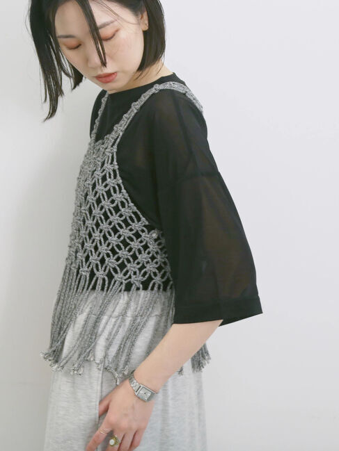 Samansa Mos2 blue「◎シアープルオーバー」|Tシャツ・カットソー|