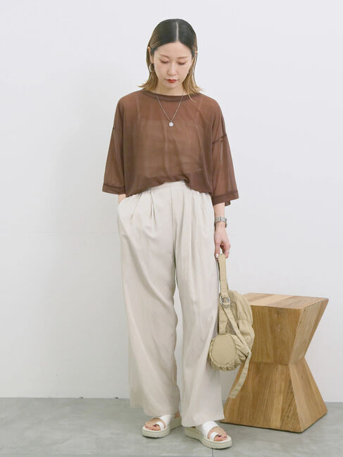 Samansa Mos2 blue「◎シアープルオーバー」|Tシャツ・カットソー|