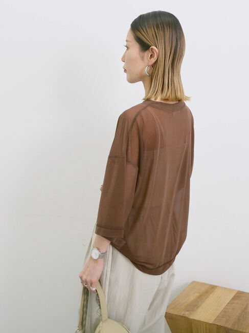 Samansa Mos2 blue「◎シアープルオーバー」|Tシャツ・カットソー|