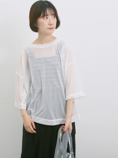 Samansa Mos2 blue「◎シアープルオーバー」|Tシャツ・カットソー|