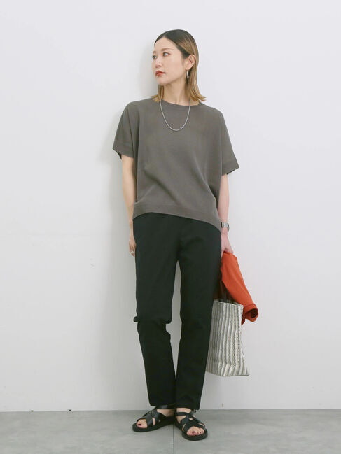 Samansa Mos2 blue「【マシンウォッシャブル】麻タッチニットプルオーバー」|ニット・セーター|