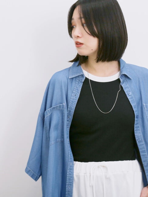 Samansa Mos2 blue「◎アメリカンスリーブタンク」|Tシャツ・カットソー|