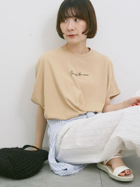 Samansa Mos2 blue「◎【接触冷感】ロゴプリントチュニック」|Tシャツ・カットソー|