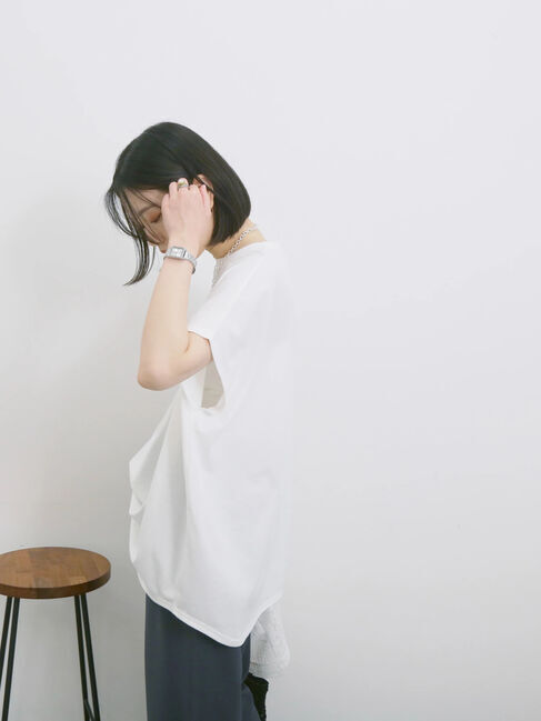 Samansa Mos2 blue「◎【接触冷感】ロゴプリントチュニック」|Tシャツ・カットソー|