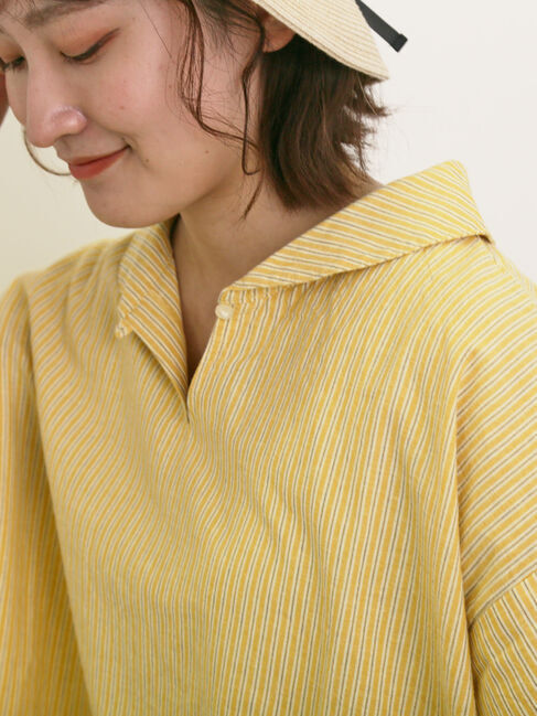 Samansa Mos2「【クールコットン】柄アソートスキッパーチュニック」|シャツ・ブラウス|