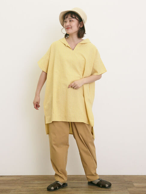 Samansa Mos2「【クールコットン】柄アソートスキッパーチュニック」|シャツ・ブラウス|