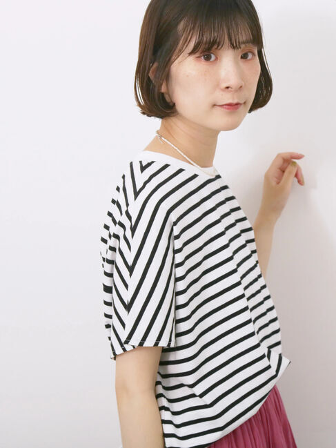 Samansa Mos2 blue「【USAコットン】アソートフレンチスリーブTシャツ」|Tシャツ・カットソー|