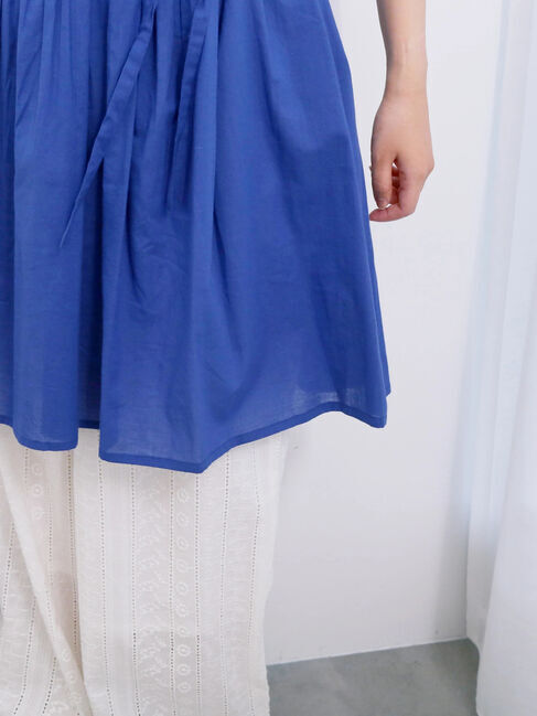 Samansa Mos2 blue「【Made in India】シャーリングノースリーブチュニック」|シャツ・ブラウス|