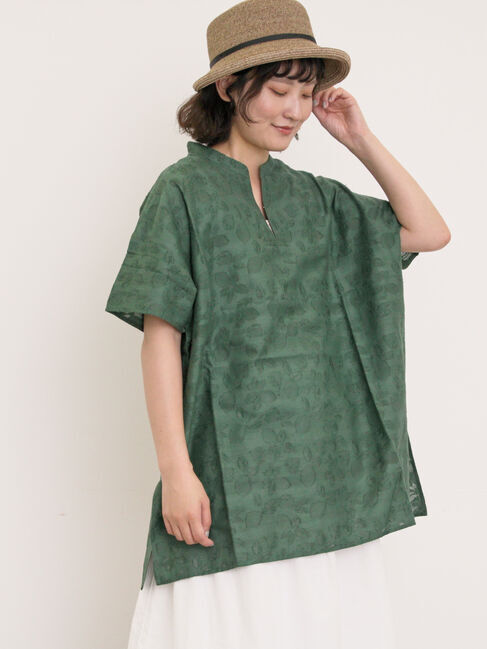 Samansa Mos2「レモン柄ジャカードチュニック」|シャツ・ブラウス|