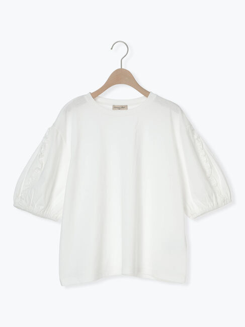 Samansa Mos2「袖タテフリルTシャツ」|Tシャツ・カットソー|