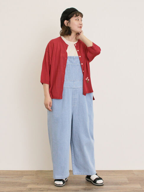 Samansa Mos2「[接触冷感]花刺繍七分袖クルーネックカーディガン」|カーディガン|