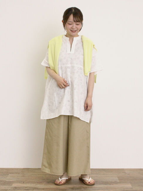 Samansa Mos2「[接触冷感]花刺繍七分袖クルーネックカーディガン」|カーディガン|