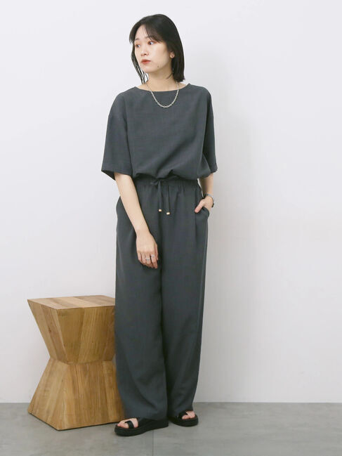 Samansa Mos2 blue「リネンタッチイージーパンツ」|その他|