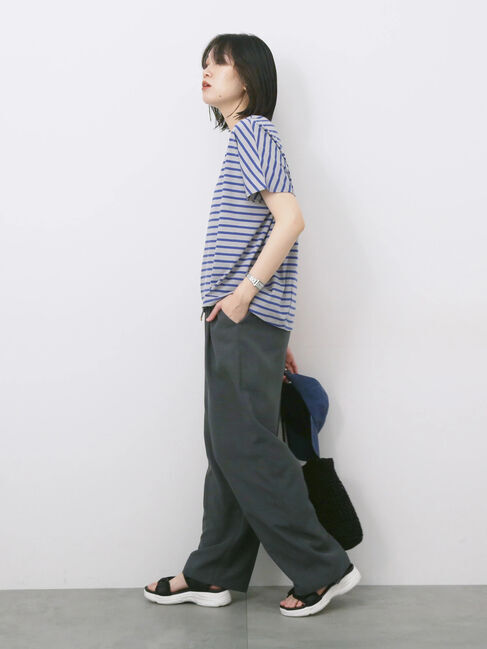 Samansa Mos2 blue「リネンタッチイージーパンツ」|その他|