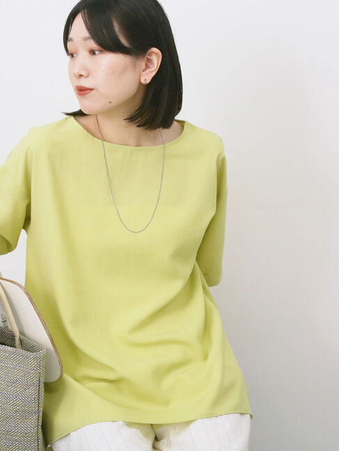 Samansa Mos2 blue「リネンタッチワイドブラウス」|シャツ・ブラウス|