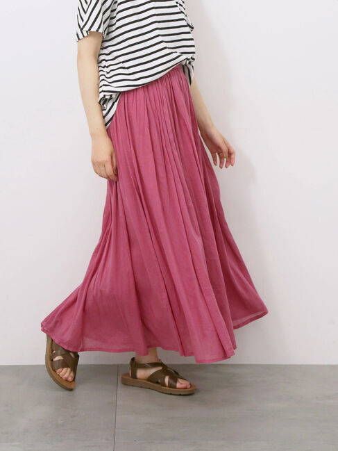 Samansa Mos2 blue「【Made in India】ボイルギャザースカート」|スカート|