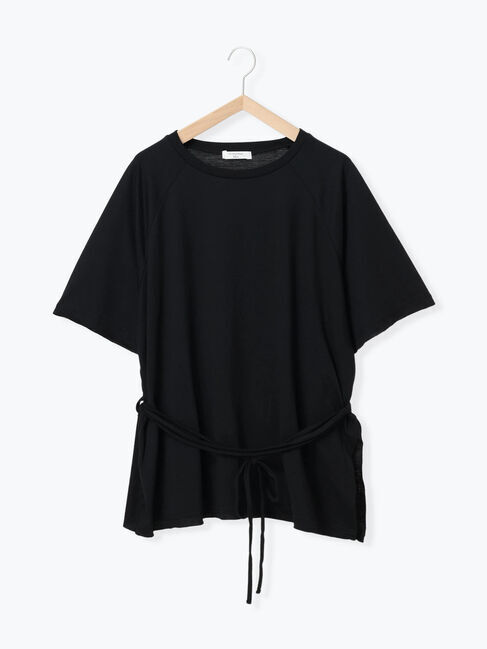 Samansa Mos2 blue「◎【接触冷感】ウエストリボンTシャツ」|Tシャツ・カットソー|