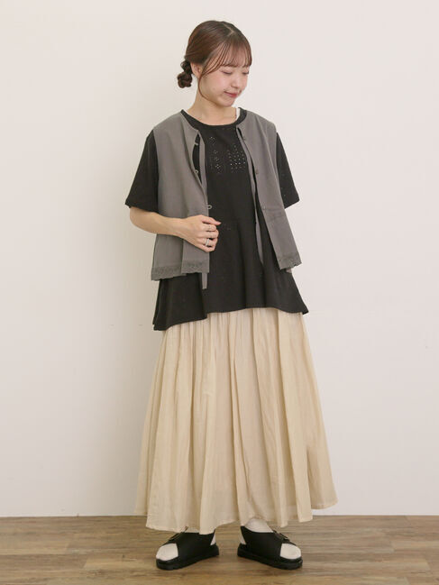 Samansa Mos2「アイレット切替フリルカットソー」|Tシャツ・カットソー|