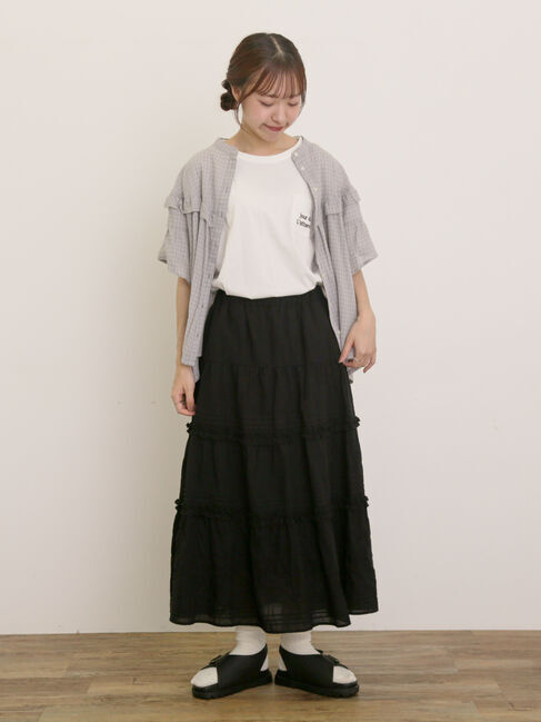 Samansa Mos2「フリル切替ブラウス」|シャツ・ブラウス|