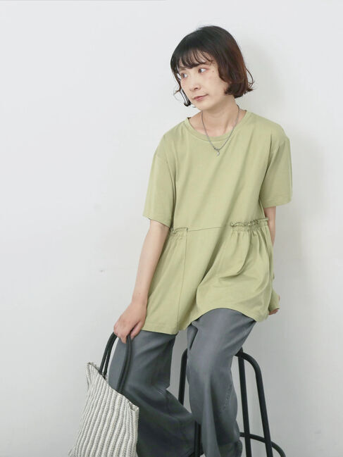 Samansa Mos2 blue「フリルチュニック」|Tシャツ・カットソー|