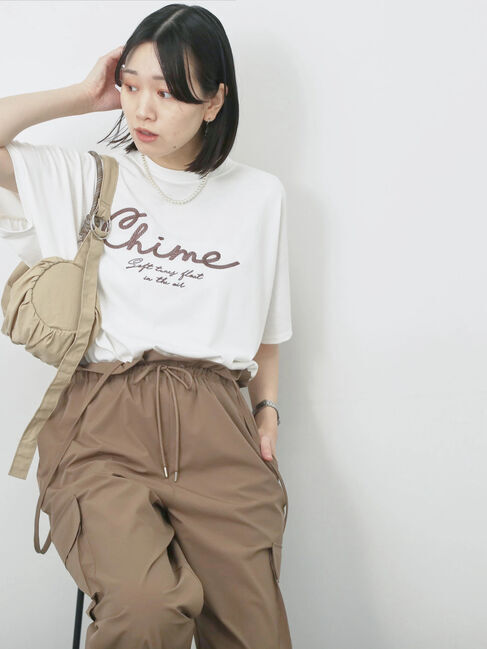 Samansa Mos2 blue「【接触冷感】ドルマンギャザー刺繍Tシャツ」|Tシャツ・カットソー|