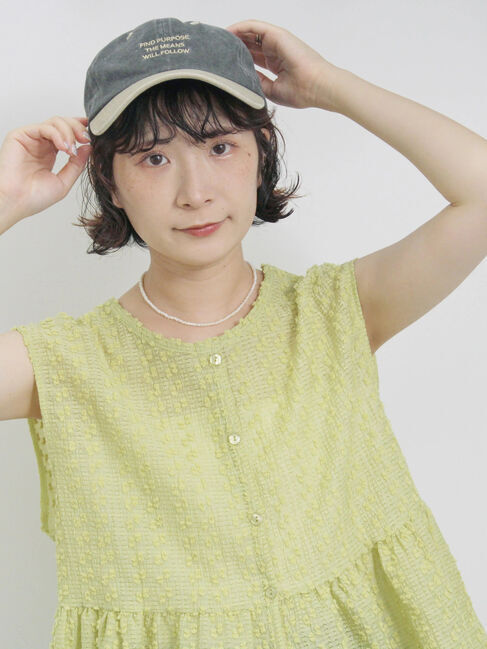 Samansa Mos2 blue「前後2wayジャカードペプラムノースリーブブラウス」|シャツ・ブラウス|