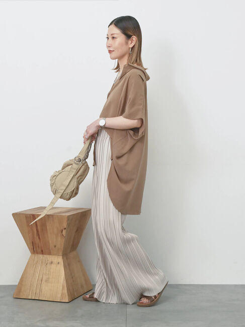 Samansa Mos2 blue「【接触冷感】ポンチョブラウス」|シャツ・ブラウス|