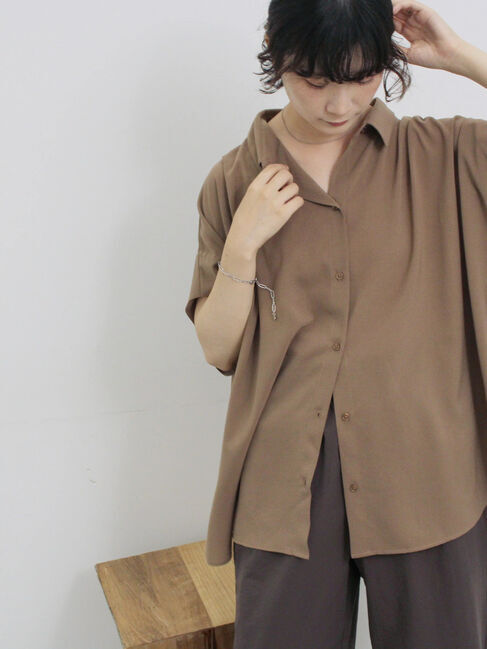 Samansa Mos2 blue「【接触冷感】ポンチョブラウス」|シャツ・ブラウス|