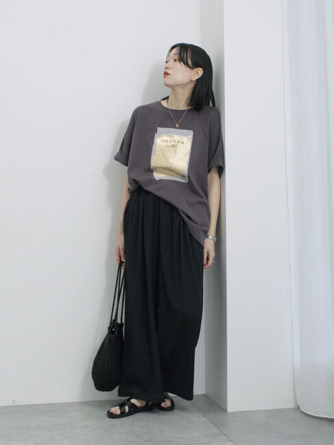 Samansa Mos2 blue「◎箔プリントTシャツ」|Tシャツ・カットソー|