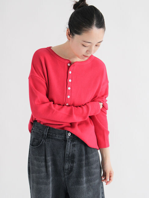 sm2rhythm「前後2wayヘンリーネックプルオーバー」|Tシャツ・カットソー|レッド