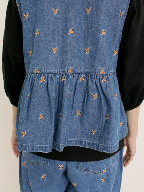 Samansa Mos2「刺繍デニムベスト」|ダウンベスト・ベスト|