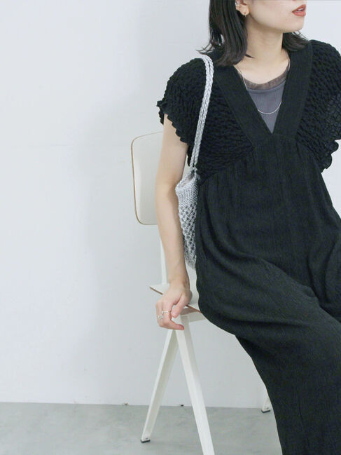 Samansa Mos2 blue「楊柳ワイドロンパース」|その他|