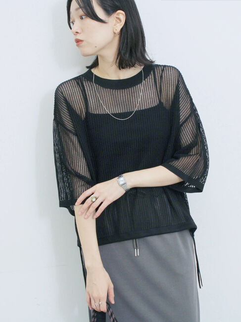 Samansa Mos2 blue「メッシュプルオーバー」|ニット・セーター|