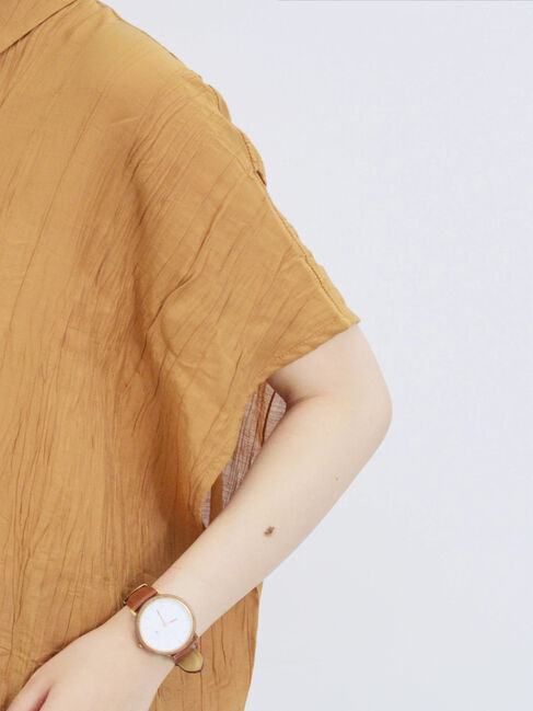 Samansa Mos2 blue「裾ドロスト楊柳シャツ」|シャツ・ブラウス|