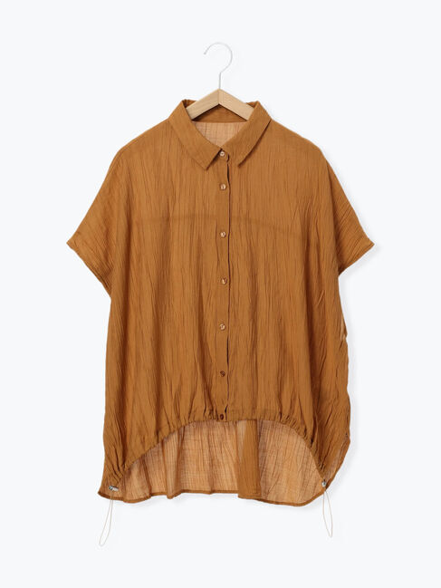 Samansa Mos2 blue「裾ドロスト楊柳シャツ」|シャツ・ブラウス|