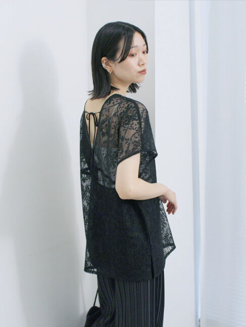 Samansa Mos2 blue「レースブラウス」|シャツ・ブラウス|