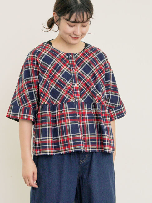 Samansa Mos2「◎チェック柄前後2WAYブラウス」|シャツ・ブラウス|