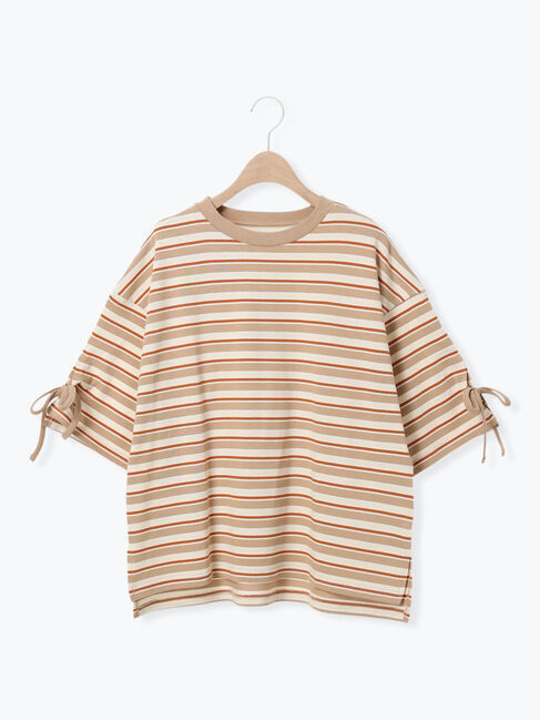 SM2「マルチボーダー袖スリットリボンTシャツ」|Tシャツ・カットソー|