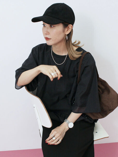 Samansa Mos2 blue「裾バルーンTシャツ」|Tシャツ・カットソー|