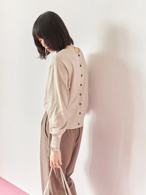 Samansa Mos2 blue「マルチスタイル前後2wayクルーネックカーディガン」|カーディガン|