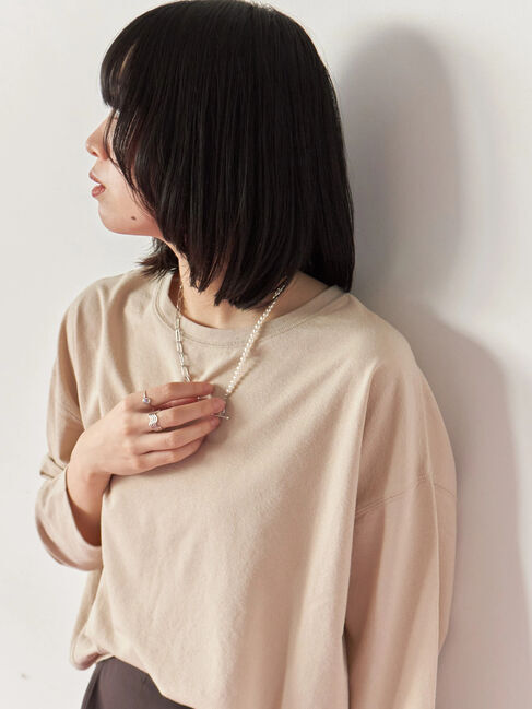 Samansa Mos2 blue「リネンタッチドルマンスリーブプルオーバー」|Tシャツ・カットソー|