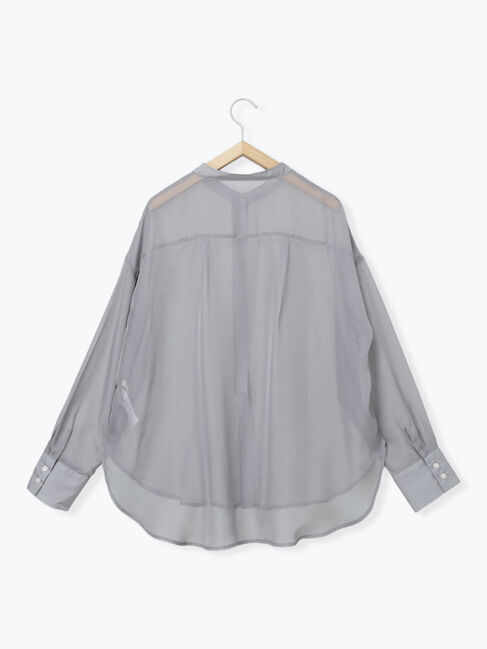 Samansa Mos2 blue「◎バンドカラーシアーシャツ」|シャツ・ブラウス|