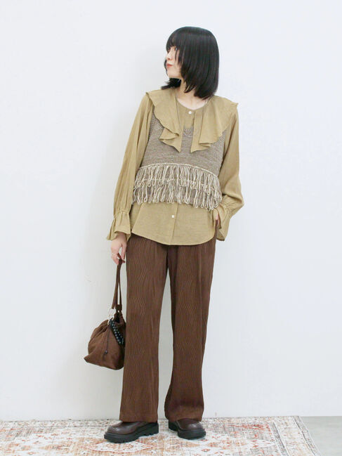 Samansa Mos2 blue「ウェーブカットパンツ」|その他|