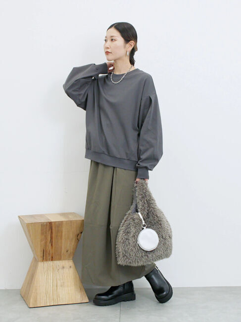 Samansa Mos2 blue「ポンチ袖タックプルオーバー」|Tシャツ・カットソー|