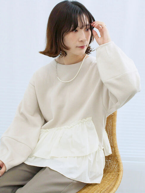 Samansa Mos2 blue「ペプラムドッキングプルオーバー」|Tシャツ・カットソー|