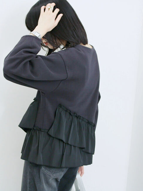 Samansa Mos2 blue「ペプラムドッキングプルオーバー」|Tシャツ・カットソー|