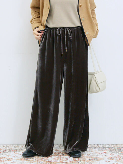 Samansa Mos2 blue「◎ベロアワイドイージーパンツ」|その他|