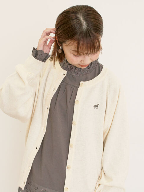 Samansa Mos2「刺繍入りパフスリーブカーディガン」|カーディガン|