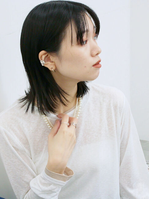 Samansa Mos2 blue「レイヤード風ロンT」|Tシャツ・カットソー|